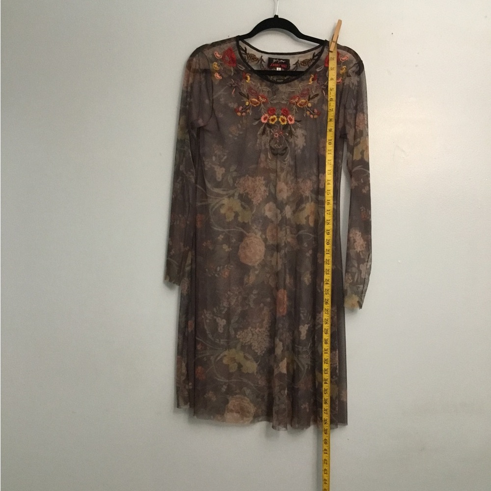 Johnny Was Long Sleeve Floral Dress - Black and Brown
